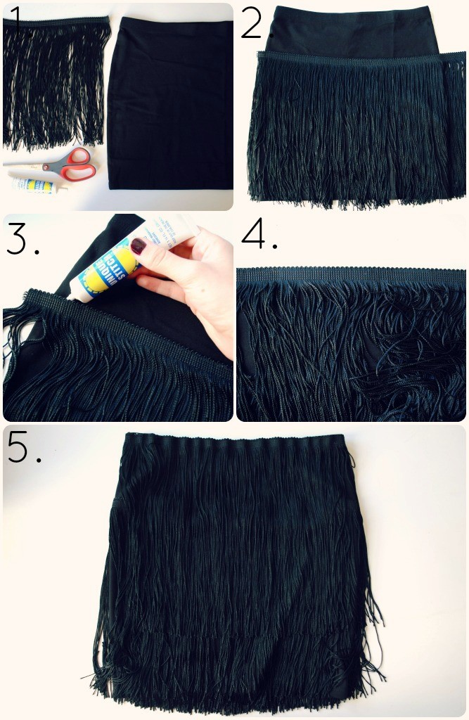 DIY clothes life hacks 15 DIY ideas #5 Fringe Skirt